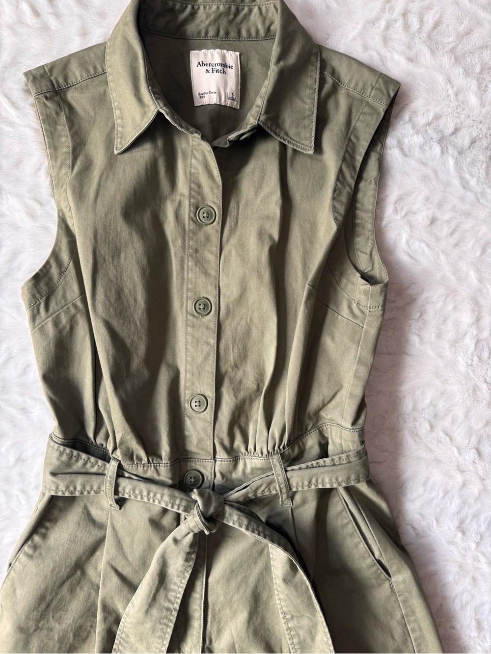 Abercrombie Olive Green Belted Utility Romper Size Small - Picture 6 of 7